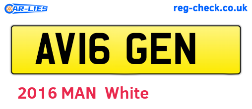 AV16GEN are the vehicle registration plates.