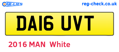 DA16UVT are the vehicle registration plates.