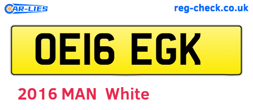 OE16EGK are the vehicle registration plates.