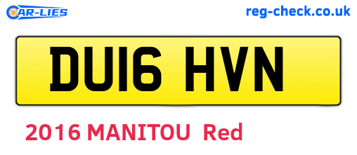 DU16HVN are the vehicle registration plates.
