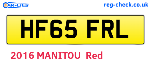 HF65FRL are the vehicle registration plates.