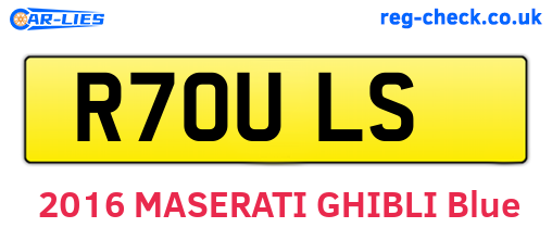 R70ULS are the vehicle registration plates.
