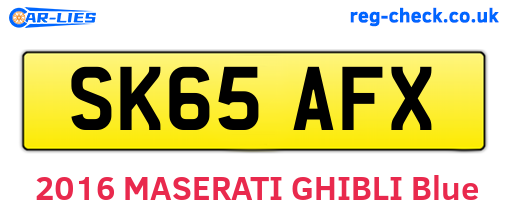 SK65AFX are the vehicle registration plates.
