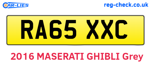 RA65XXC are the vehicle registration plates.