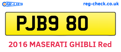 PJB980 are the vehicle registration plates.