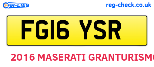 FG16YSR are the vehicle registration plates.