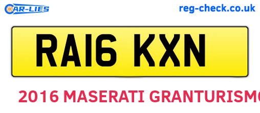 RA16KXN are the vehicle registration plates.