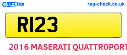 R123 are the vehicle registration plates.