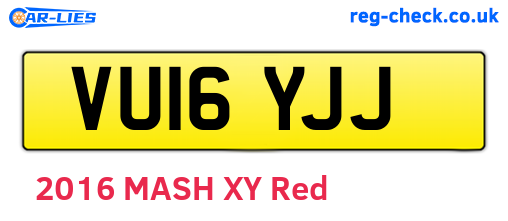 VU16YJJ are the vehicle registration plates.