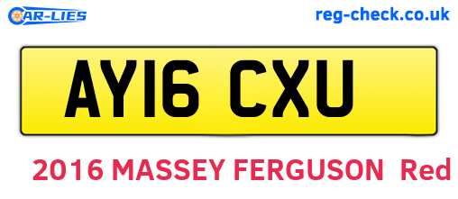 AY16CXU are the vehicle registration plates.