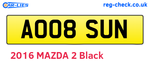 AO08SUN are the vehicle registration plates.