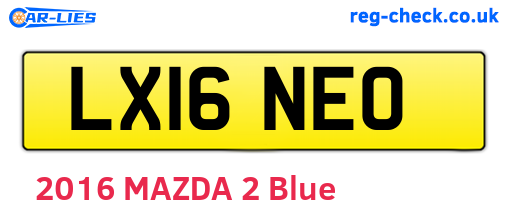 LX16NEO are the vehicle registration plates.