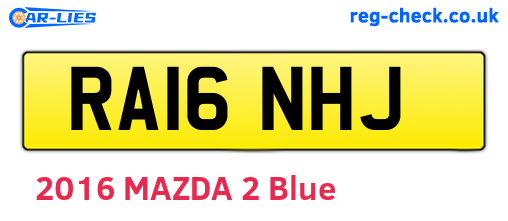 RA16NHJ are the vehicle registration plates.