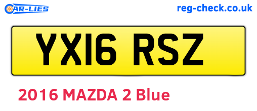 YX16RSZ are the vehicle registration plates.