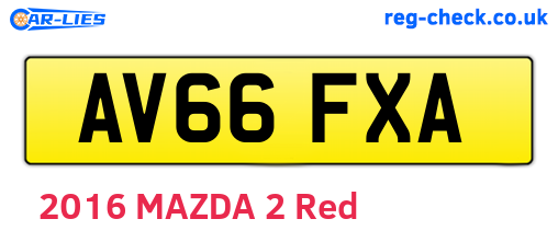 AV66FXA are the vehicle registration plates.