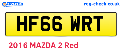 HF66WRT are the vehicle registration plates.