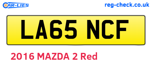 LA65NCF are the vehicle registration plates.