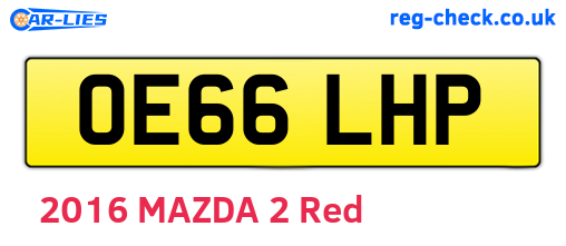 OE66LHP are the vehicle registration plates.
