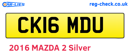 CK16MDU are the vehicle registration plates.