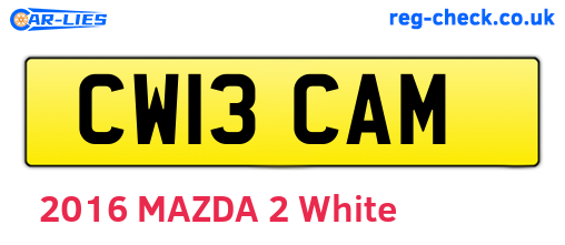 CW13CAM are the vehicle registration plates.