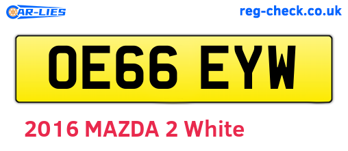 OE66EYW are the vehicle registration plates.
