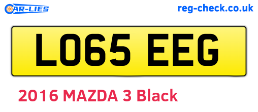 LO65EEG are the vehicle registration plates.