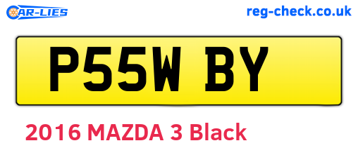 P55WBY are the vehicle registration plates.