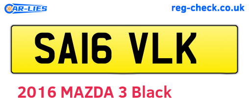 SA16VLK are the vehicle registration plates.