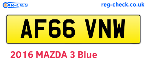 AF66VNW are the vehicle registration plates.