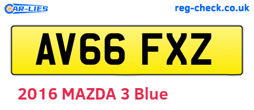 AV66FXZ are the vehicle registration plates.
