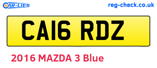 CA16RDZ are the vehicle registration plates.
