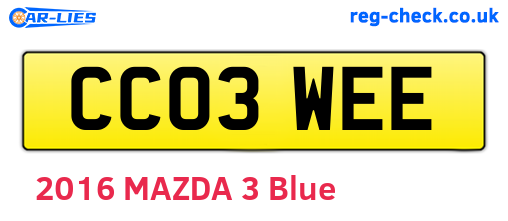 CC03WEE are the vehicle registration plates.