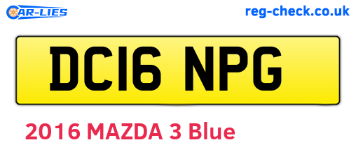 DC16NPG are the vehicle registration plates.