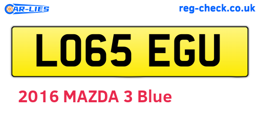 LO65EGU are the vehicle registration plates.
