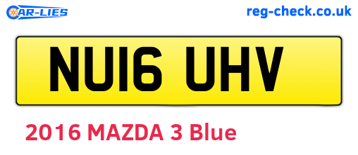 NU16UHV are the vehicle registration plates.