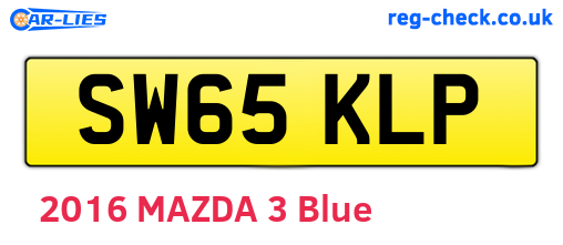 SW65KLP are the vehicle registration plates.