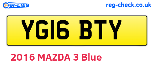 YG16BTY are the vehicle registration plates.