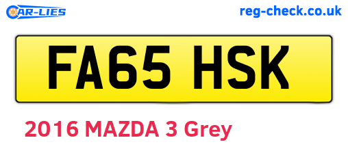 FA65HSK are the vehicle registration plates.