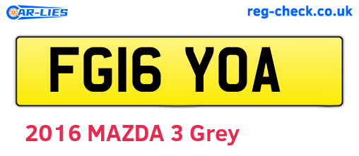 FG16YOA are the vehicle registration plates.