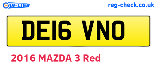 DE16VNO are the vehicle registration plates.