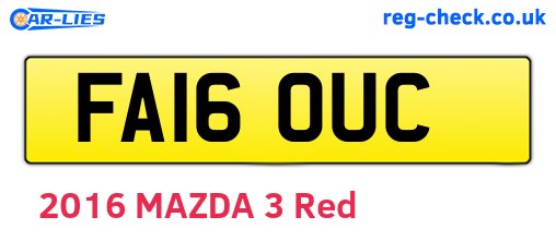 FA16OUC are the vehicle registration plates.