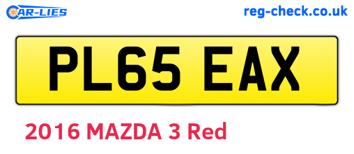 PL65EAX are the vehicle registration plates.