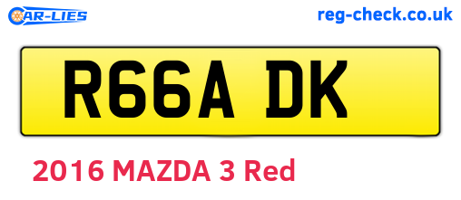 R66ADK are the vehicle registration plates.