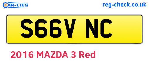 S66VNC are the vehicle registration plates.