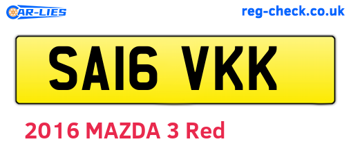 SA16VKK are the vehicle registration plates.
