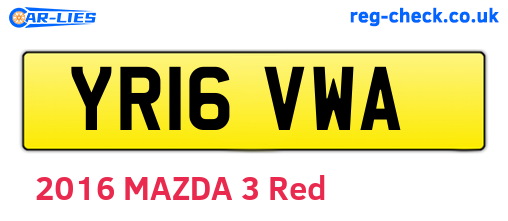 YR16VWA are the vehicle registration plates.