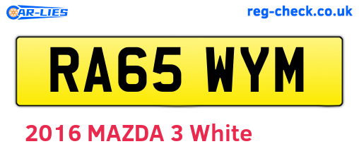 RA65WYM are the vehicle registration plates.