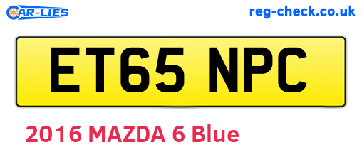 ET65NPC are the vehicle registration plates.