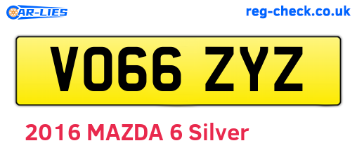 VO66ZYZ are the vehicle registration plates.