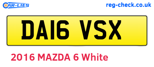 DA16VSX are the vehicle registration plates.
